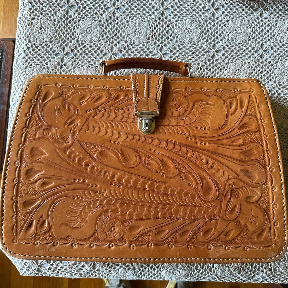 Vintage Tooled Leather Sierra Brand Briefcase Unisex